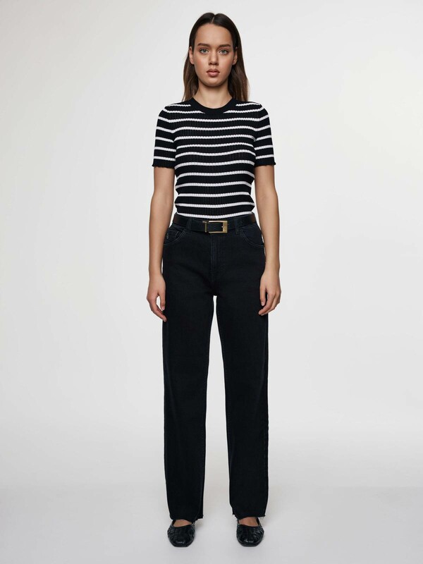 Высокая посадка CONTE CON-621 Джинсы прямого кроя из eco-friendly денима с необработанным краем