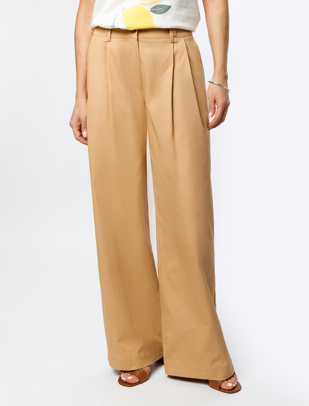 Брюки-палаццо из хлопка с защипами