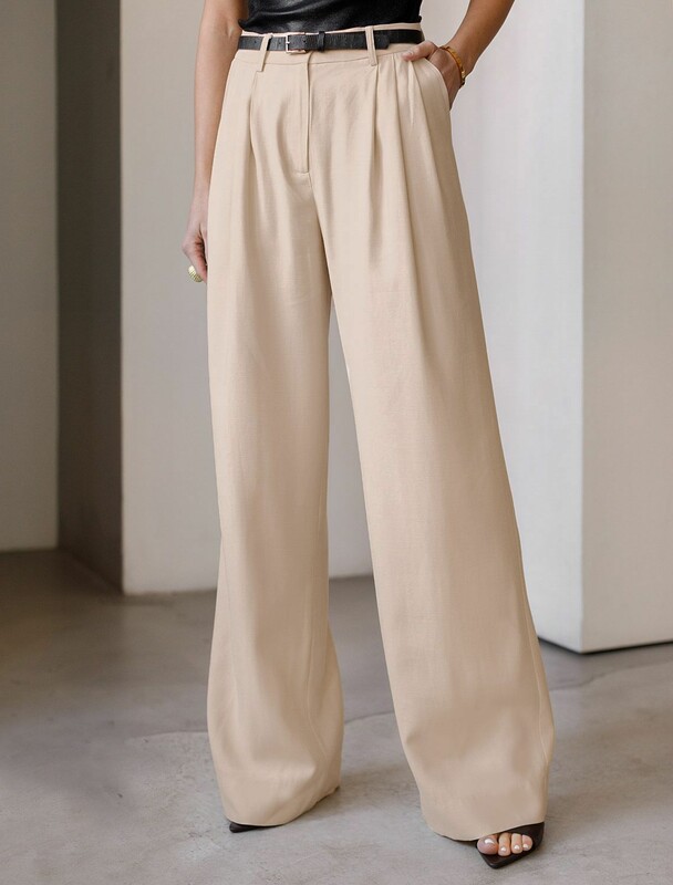 Брюки палаццо с защипами из плотного лиоцелла