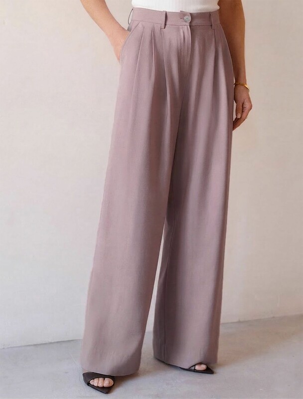 Брюки палаццо с защипами из плотного лиоцелла