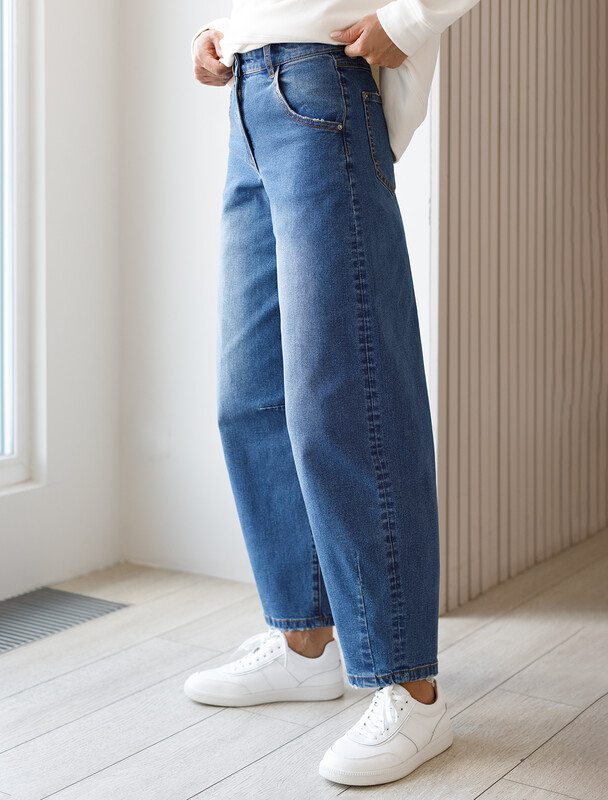 Джинсы Baggy с декоративной стиркой сз эластичного денима