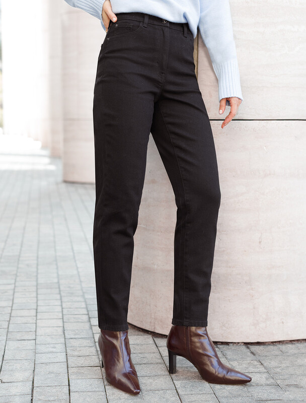 Джинсы мом фит из мягкой эластичной джинсы 13,5OZ