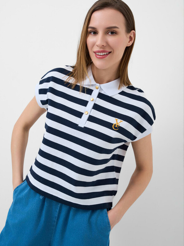 Джемпер трикотажный с воротником поло для женщин