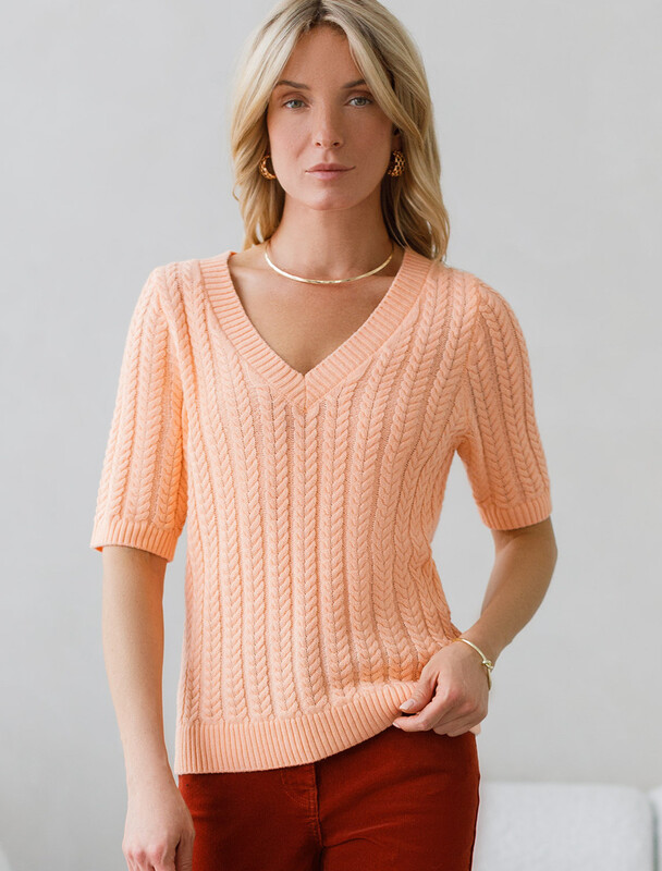 Джемпер фактурной вязки из хлопка с кашемиром