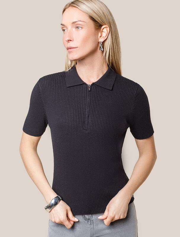 Джемпер-поло с застежкой на молнии из хлопка с кашемиром