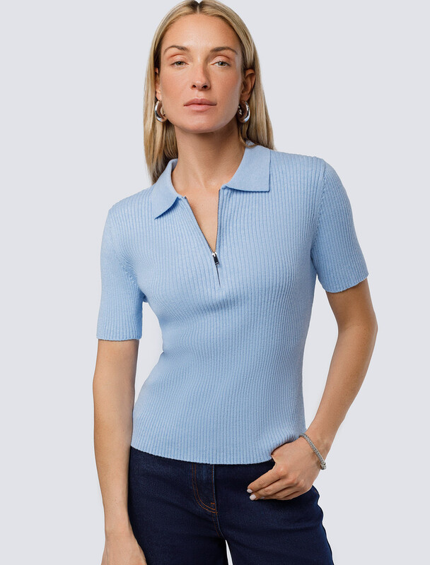 Джемпер-поло с застежкой на молнии из хлопка с кашемиром