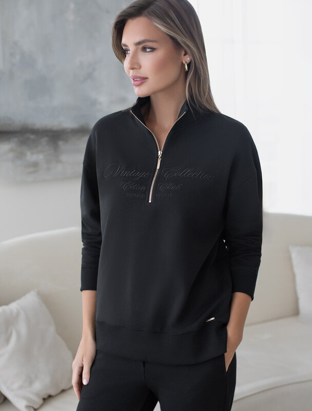 Джемпер с воротом на молнии из петельчатого футера двухнитки с эластаном