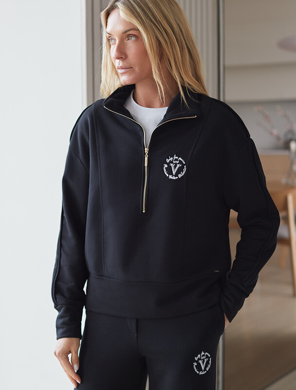 Джемпер с воротом на молнии из премиального футера двухнитки с эластаном