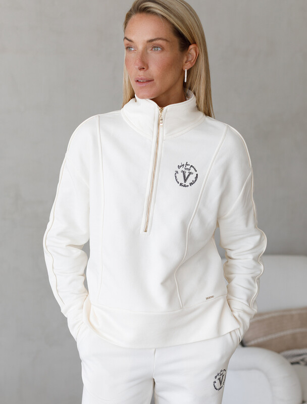 Джемпер с воротом на молнии из премиального футера двухнитки с эластаном