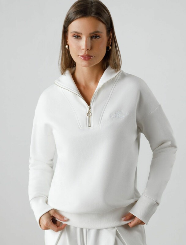 Толстовка халф-зип (half-zip) из премиального футера трехнитки с начесом