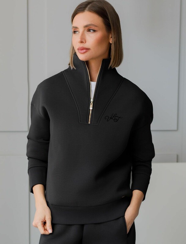 Толстовка халф-зип (half-zip) из премиального футера трехнитки с начесом