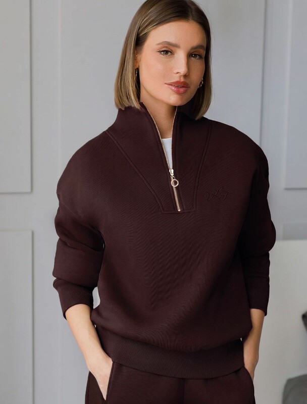 Толстовка халф-зип (half-zip) из премиального футера трехнитки с начесом