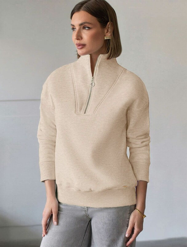 Толстовка халф-зип (half-zip) из премиального футера трехнитки с начесом