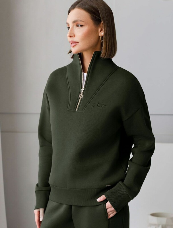 Толстовка халф-зип (half-zip) из премиального футера трехнитки с начесом