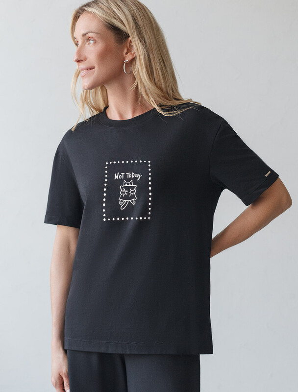 Футболка с принтом свободная эластичная из премиального хлопка