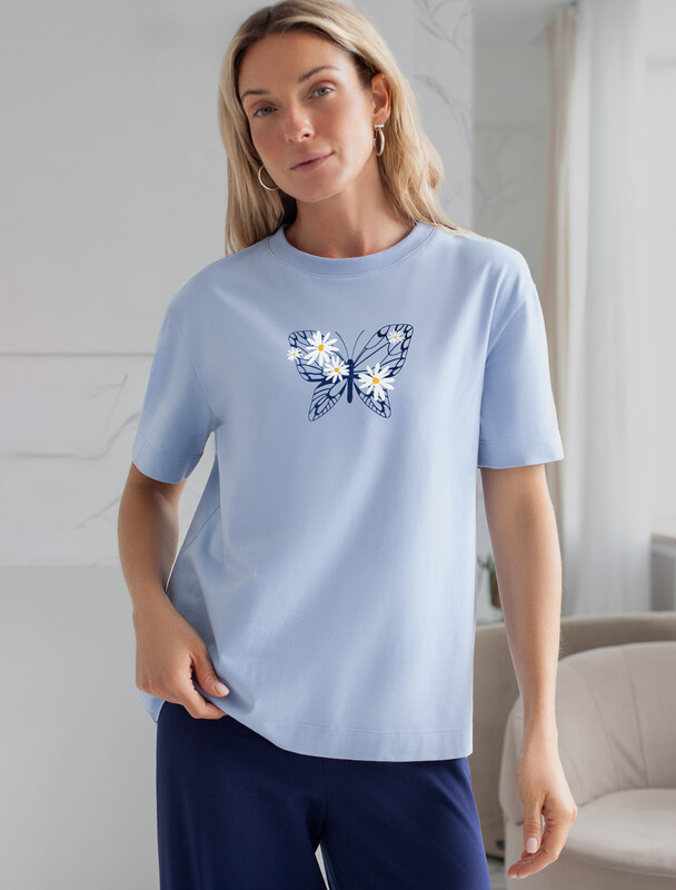 Футболка с принтом свободная эластичная из премиального хлопка