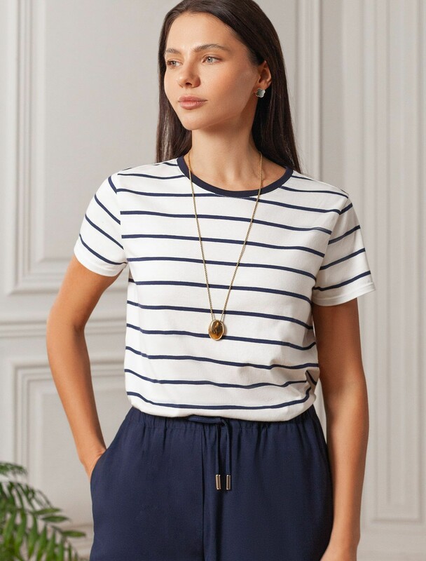 Базовая футболка полуприлегающая из премиального хлопка с эластаном