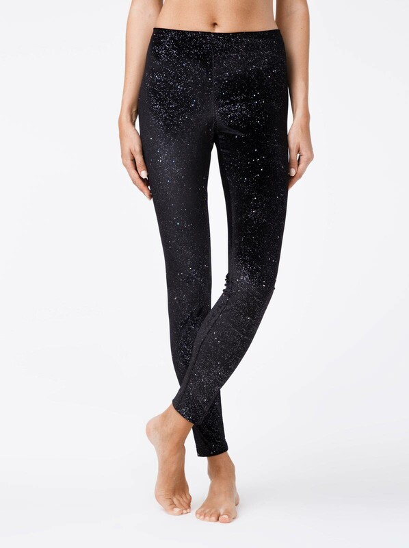 Леггинсы женские CONTE Черные бархатные леггинсы с металлическими блестками STAR