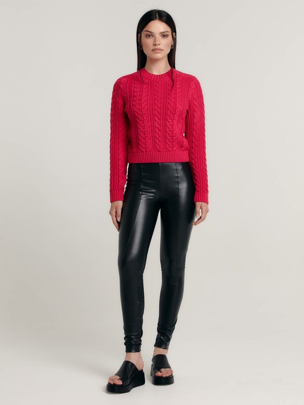 Леггинсы женские CONTE LLG 1930 Легинсы из экокожи на флисе с рельефными швами