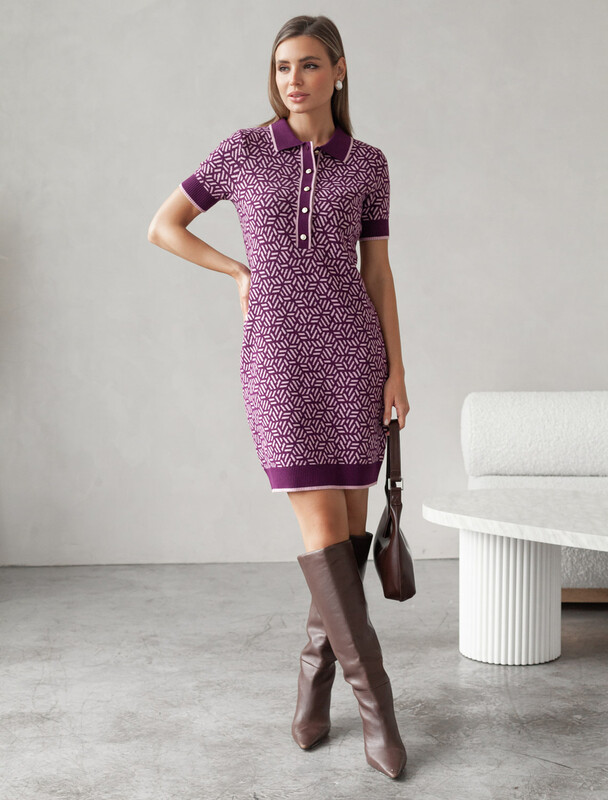 Платье жаккардовой вязки с кашемиром