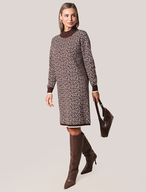 Платье жаккардовой вязки с кашемиром