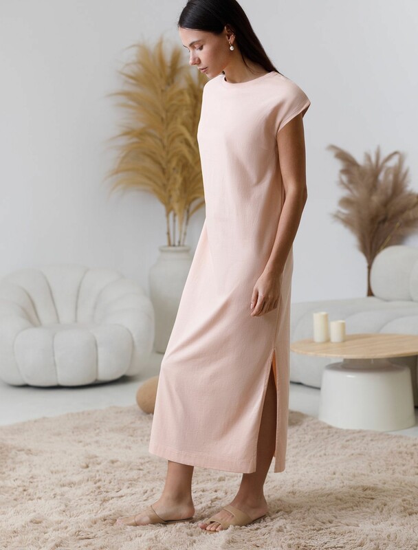 Длинное прямое платье с разрезами из 100% хлопка