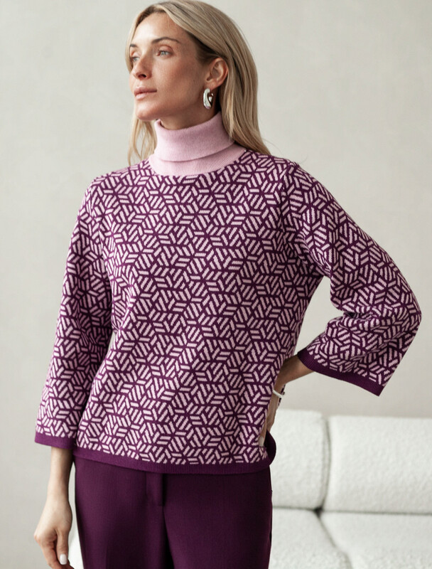 Свитер жаккардовой вязки с кашемиром