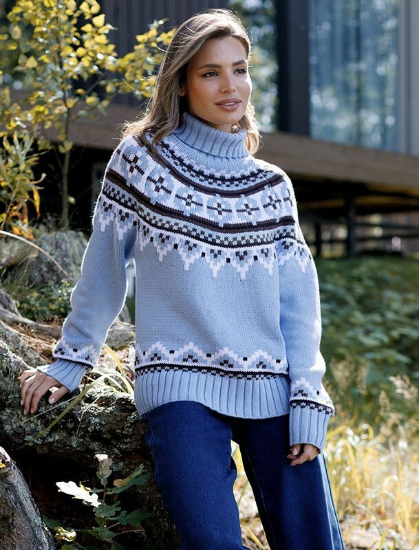 Свитер фактурной вязки из хлопка с акрилом