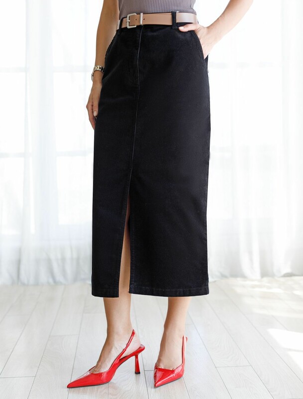 Юбка из эластичного микро-вельвета