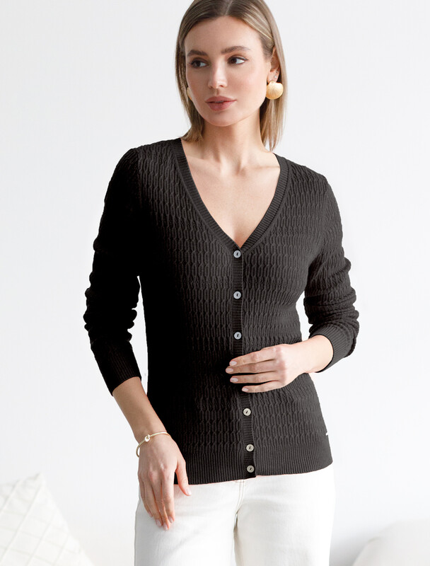 Кардиган тонкой ажурной вязки из хлопка и вискозы