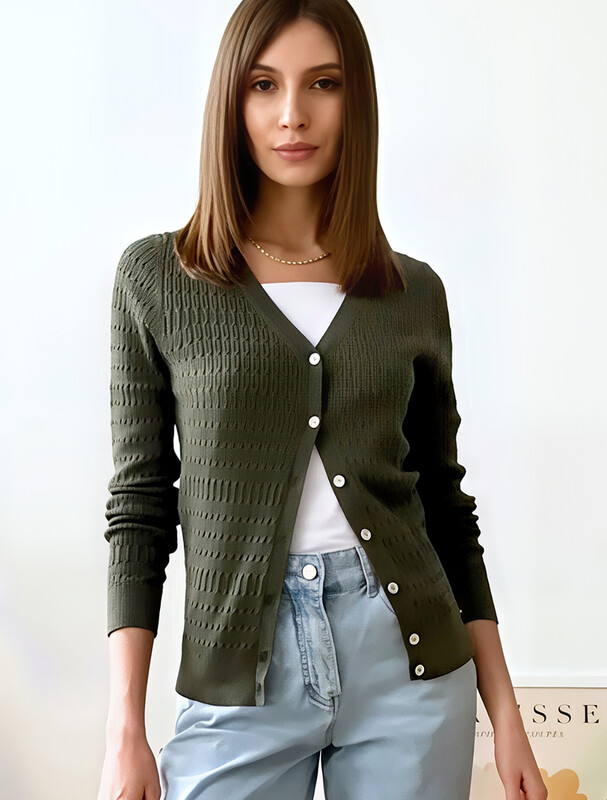 Кардиган тонкой ажурной вязки из хлопка и вискозы