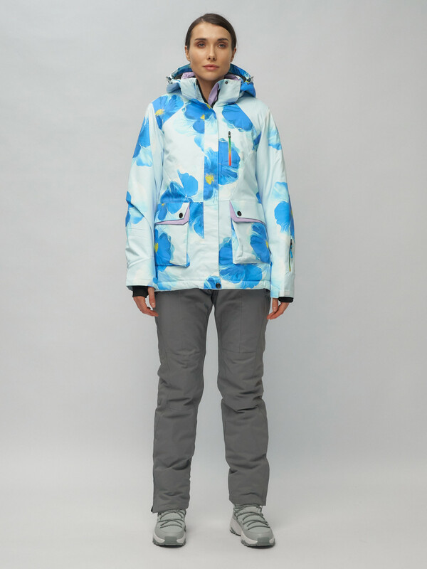 Горнолыжный костюм женский голубого цвета 020231Gl