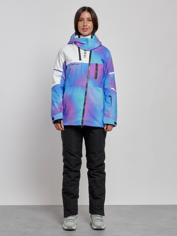 Горнолыжный костюм женский зимний фиолетового цвета 02321F