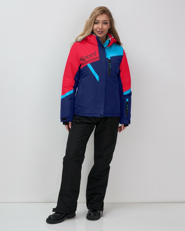 Горнолыжный костюм женский зимний красного цвета 02392Kr