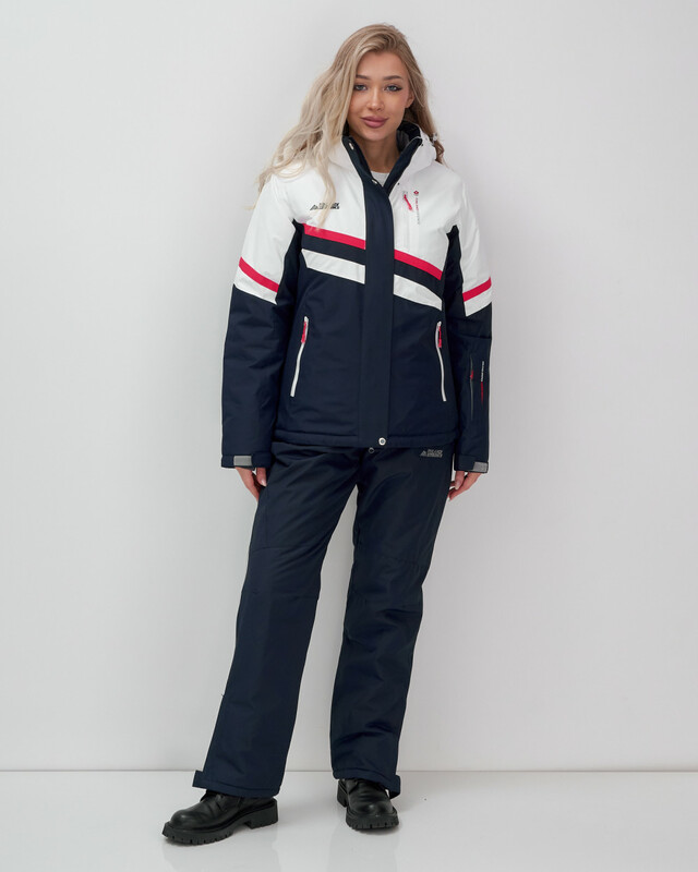 Горнолыжный костюм женский зимний белого цвета 02808Bl