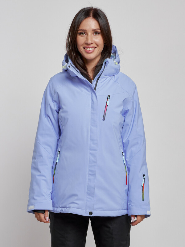 Горнолыжная куртка женская зимняя фиолетового цвета 3331F