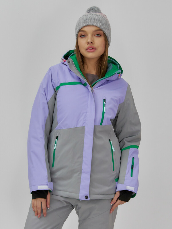 Горнолыжная куртка женская зимняя сиреневого цвета 709Sn