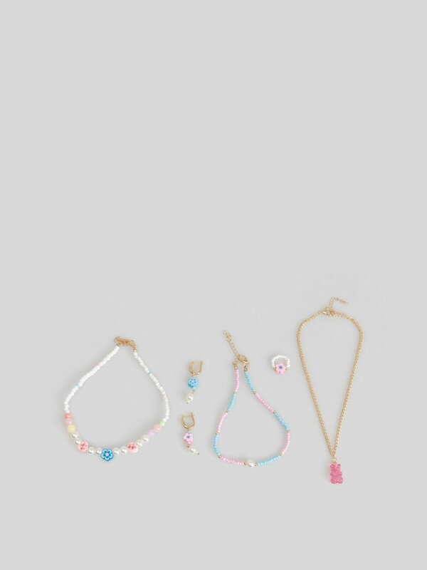 Набор (бусы 3 шт.+кольцо+серьги) детский Elflock