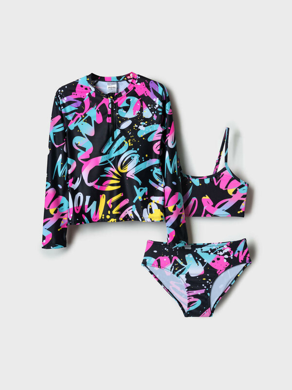 Комплект трикотажный для девочек: купальный костюм, фуфайка (футболка) для плавания