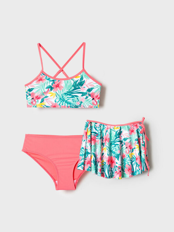 Комплект трикотажный для девочек: купальный костюм, юбка