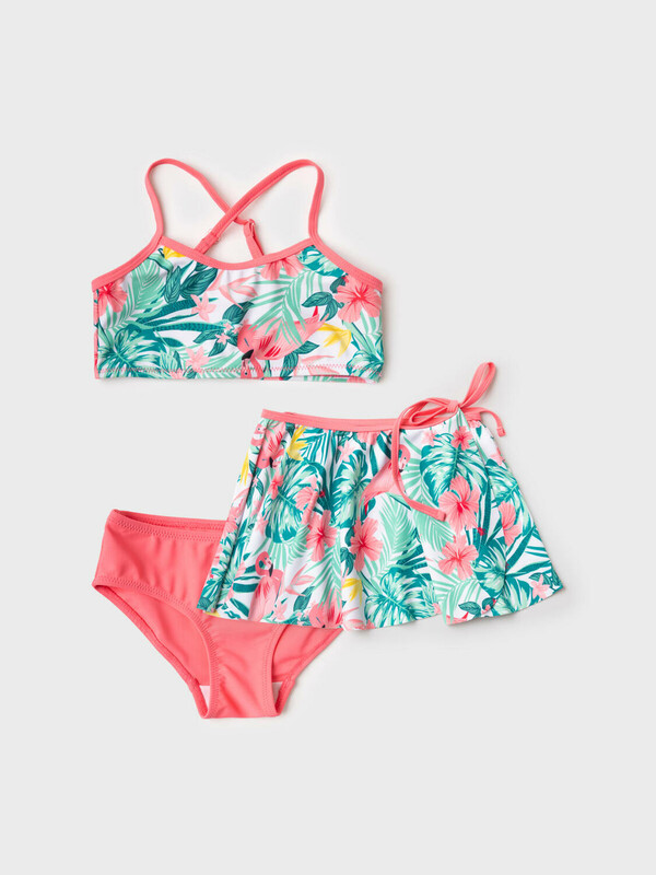 Комплект трикотажный для девочек: купальный костюм, юбка