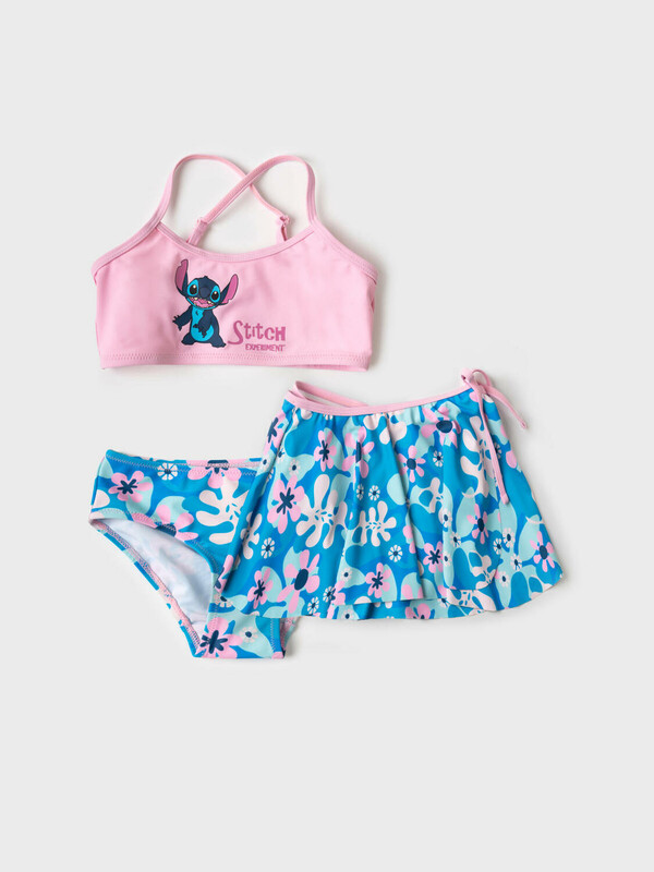 Комплект трикотажный для девочек: купальный костюм, юбка