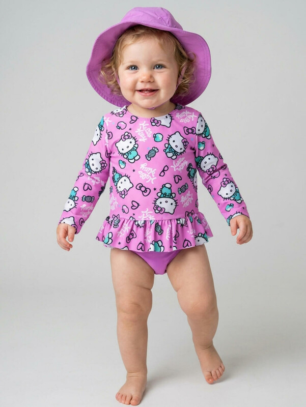 Комплект детский для девочек: плавательный костюм трикотажный, панама текстильная 