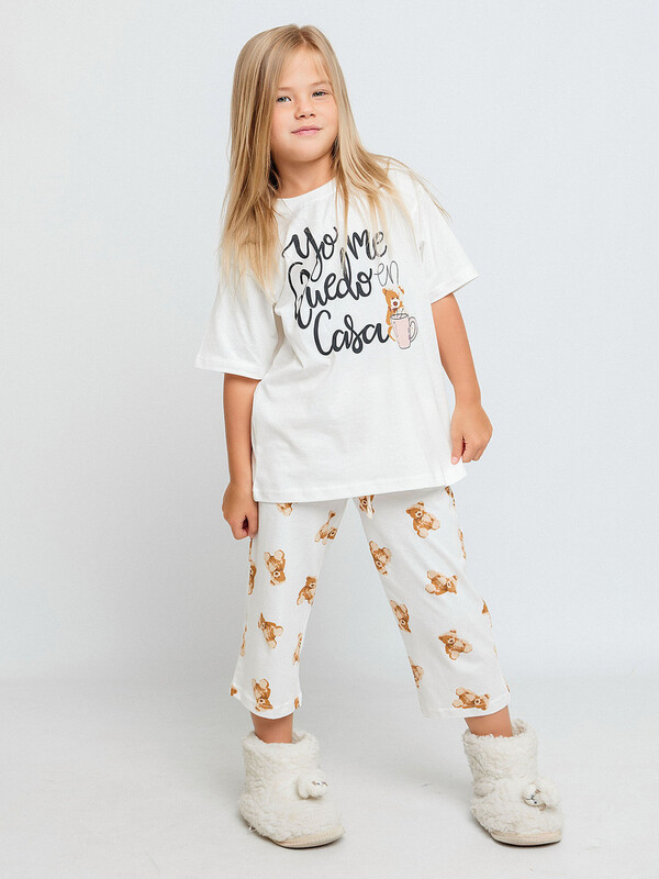 Пижама для девочки (футболка с коротким рукавом и брюки) (007_ОП24)
