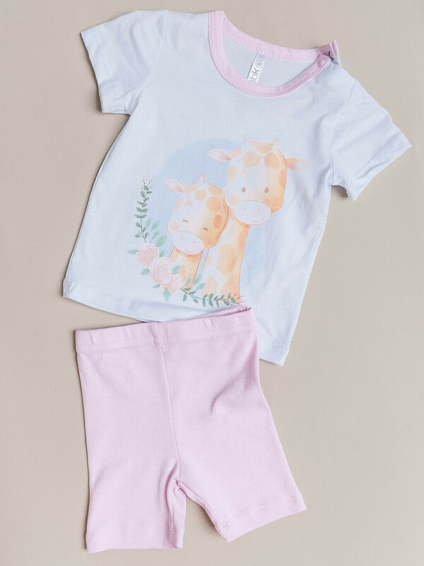 Пижама для девочки футболка с коротким рукавом и велосипедки (027_ЛН25)