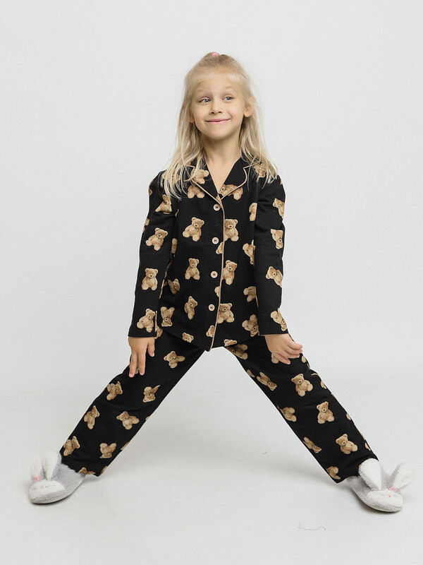 Пижама для девочки футболка с длинным рукавом и брюки (041_ОП24)