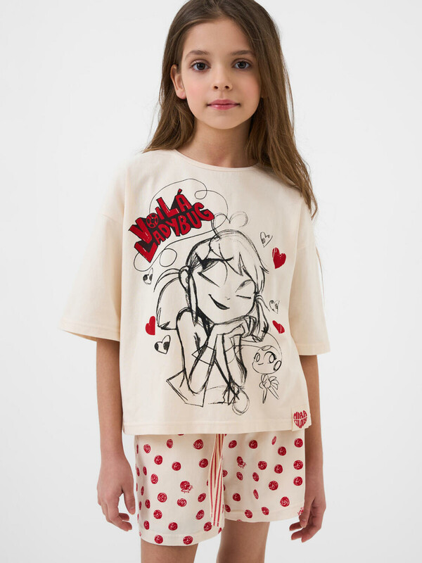 Комплект трикотажный для девочек: фуфайка (футболка), шорты