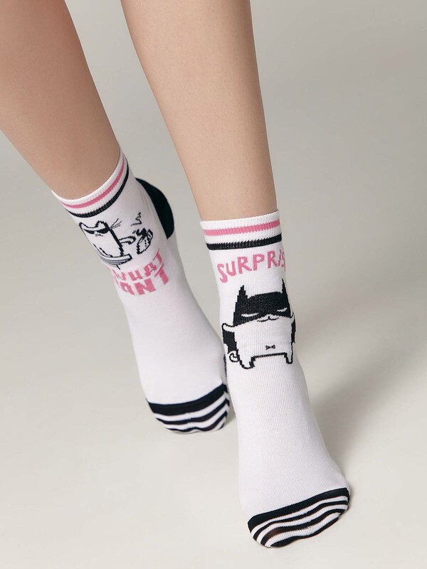 CONTE Хлопковые носки HAPPY c рисунками "cat & surprise"