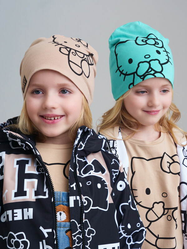 Шапка трикотажная для девочек, 2 шт в комплекте