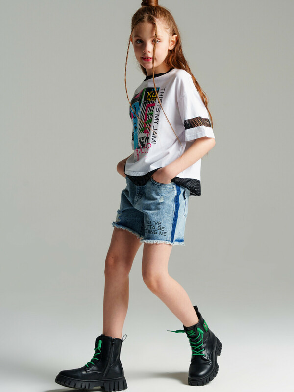 Шорты текстильные джинсовые для девочек